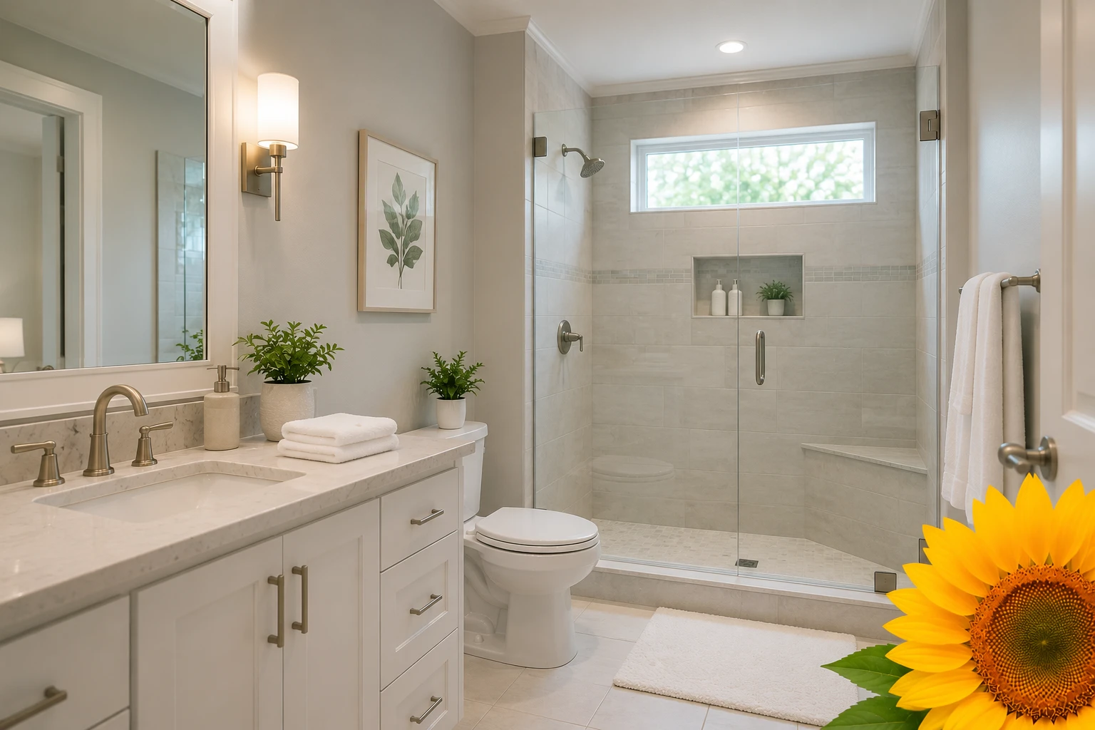 Sparkling clean bathroom serviced by Irene's European House Cleaning in Corona CA