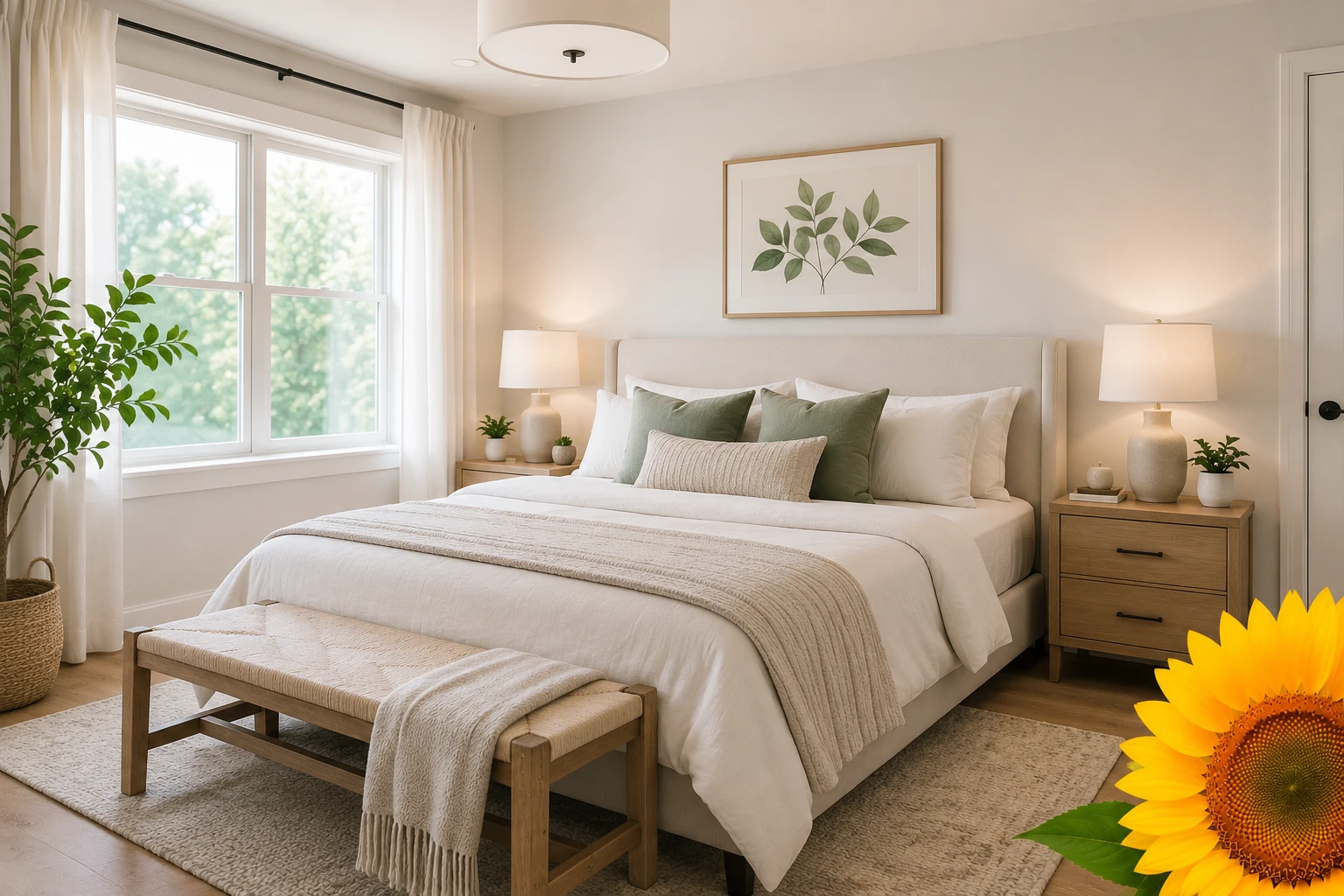 Professionally cleaned bedroom in Corona CA by Irene's European House Cleaning