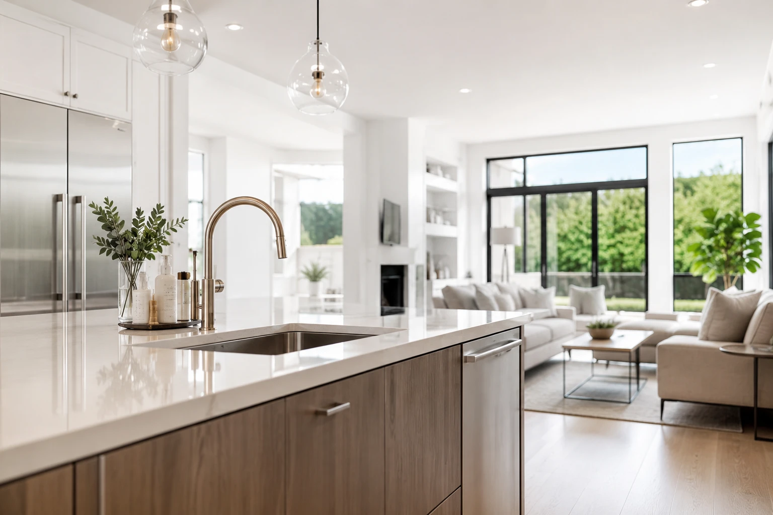 Spotless kitchen cleaned by professional maid service in Corona CA
