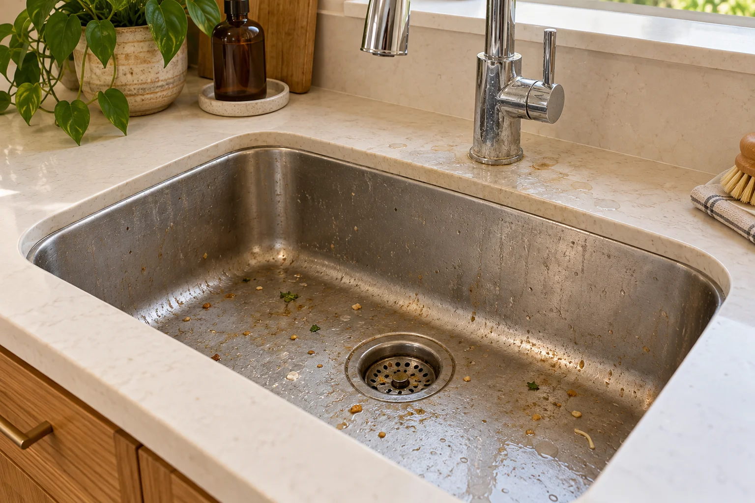 Stainless Steel Kitchen Sink: before cleaning