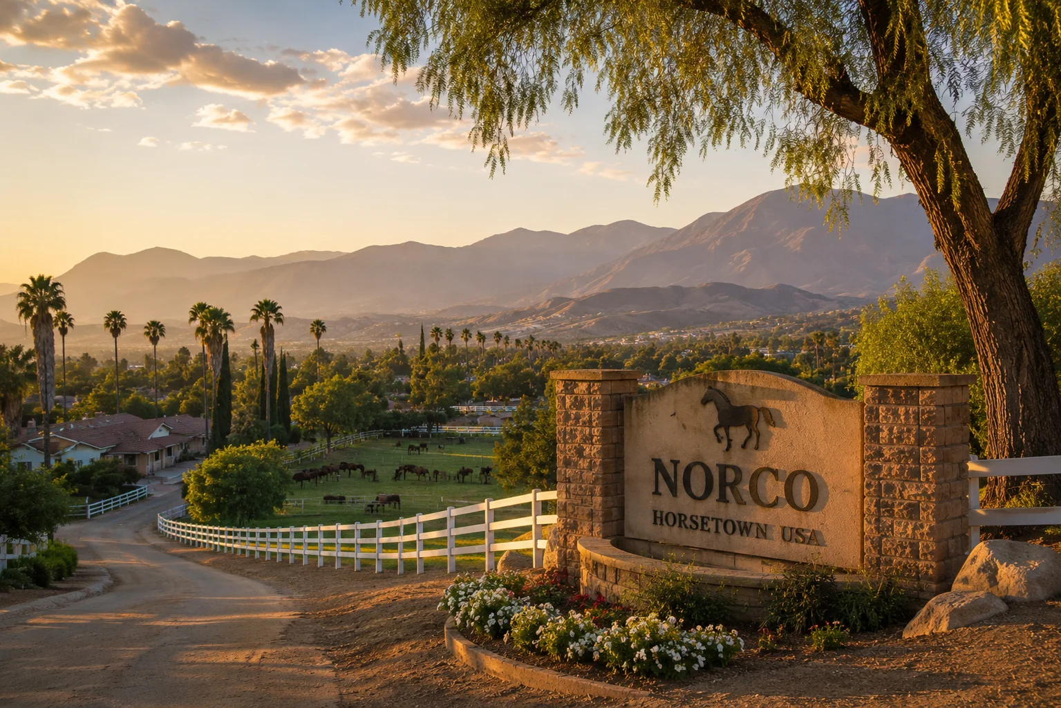 Norco Horsetown USA sign — neighborhoods served by Irene's European House Cleaning